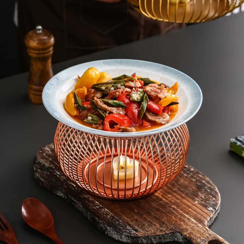 创意铁艺蜡烛加热保温炉酒店饭厅明档餐具意境菜乾锅盘子特色摆台