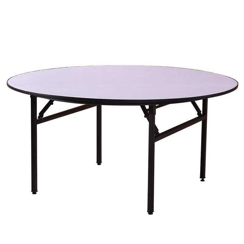 酒店餐厅桌椅台面折叠圆桌饭店宴会圆桌饭店多层板简约现代PVC桌