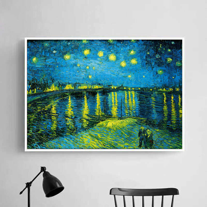 罗纳河的星夜十字绣2024新款手工线星空小件绣自己餐厅绣梵高客厅