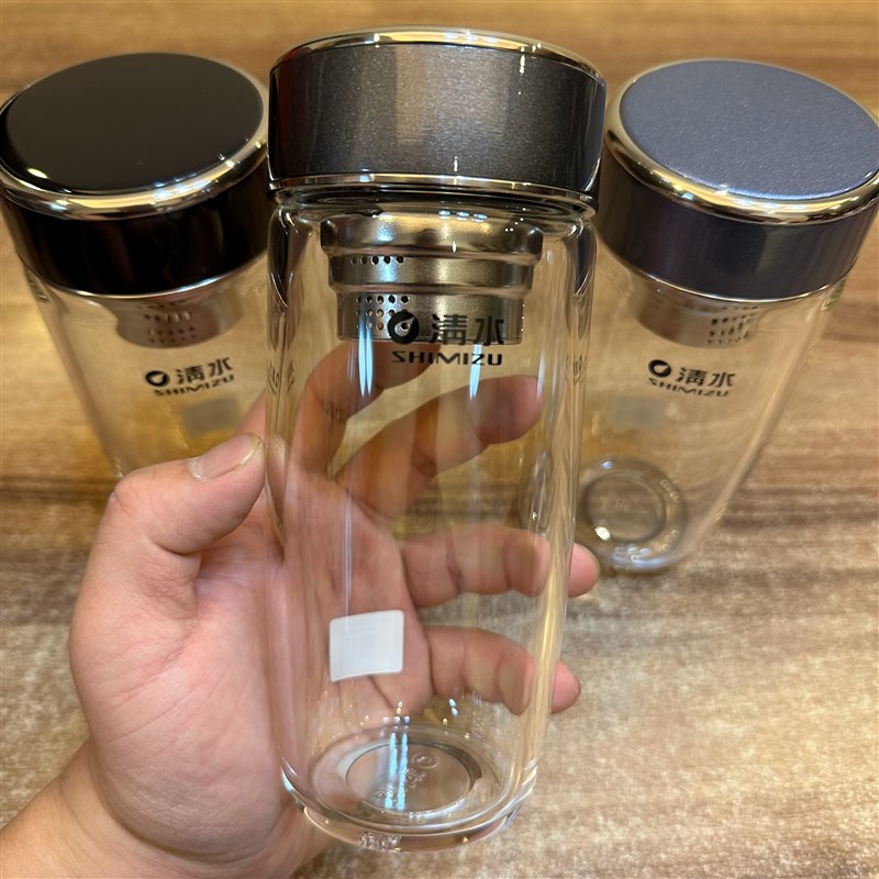 清水鹅蛋造型玻璃杯质感杯盖光泽闪耀高档车载水杯便携带滤网茶杯图片
