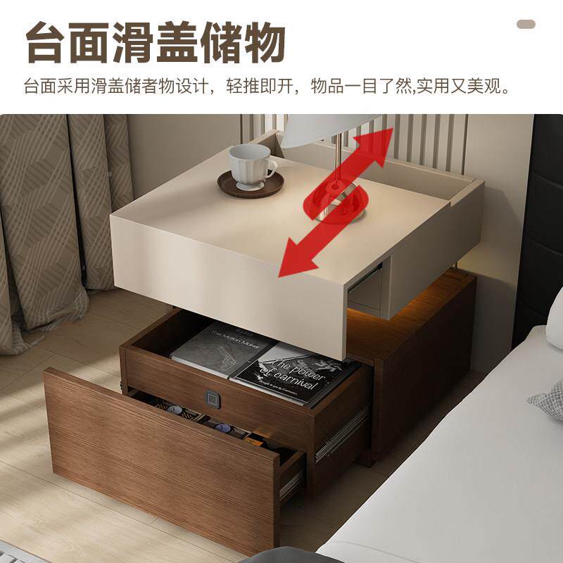 悬暗床头柜意式实床木卧室多功能202格6新款隐藏收纳浮边储AG02物