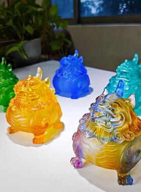 古法琉璃狻猊香炉禅道工艺品摆件居家装饰个人桌面香炉香薰炉