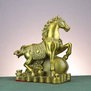 铜马生肖钱袋马福店字金钱马居铺铜马摆件布马袋马福ENG字家马