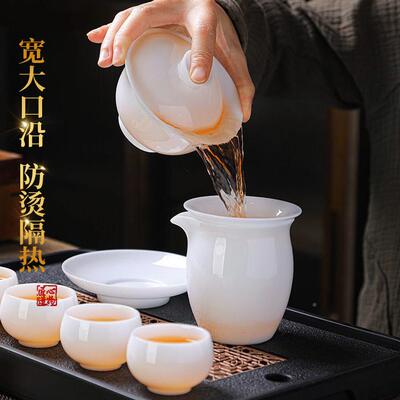 冰种玉瓷碗套盖装悬32175停高端德化白瓷家防烫用陶瓷奢轻功夫茶