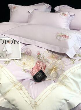 A类高20支0高精密8922长绒棉四件套全棉纯刺棉绣被罩套端床笠轻奢
