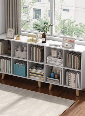 飘窗书落地置JQT物架小型纳收柜子卧室客厅实木腿格子架柜柜置物