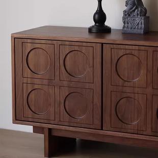 北黑胡桃客厅复古DSG 简约轻美木奢原木用小户型 0992家电视柜法式