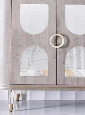 边美式奢实木餐边柜现代简约玄关柜客厅柜高端华餐厅86967亚轻奢