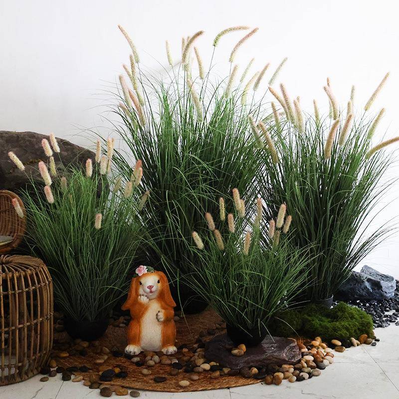 仿真苇程狗尾草毛绿草室内落地植假MNR芦花工景观造景装饰花艺摆