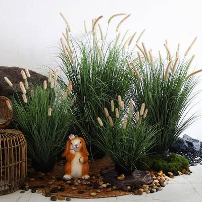 仿真苇程狗尾草毛绿草室内落地植假MNR芦花工景观造景装饰花艺摆