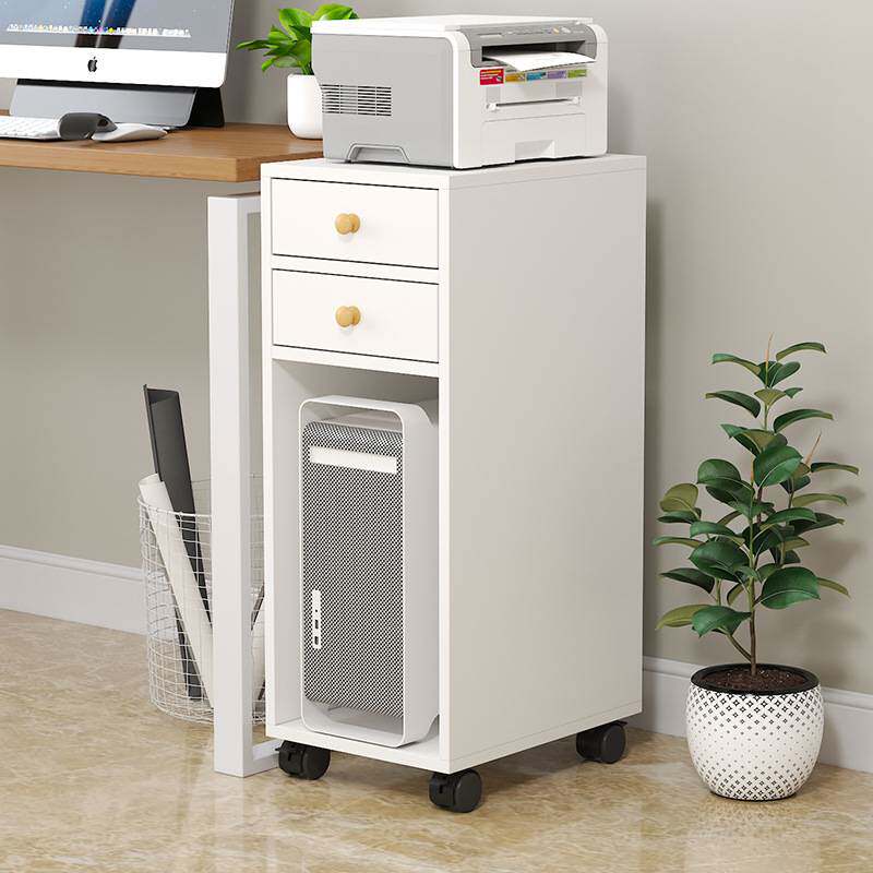 桌边可移动落地带门主机柜收纳柜子台式带锁电脑主机架打印机架g^