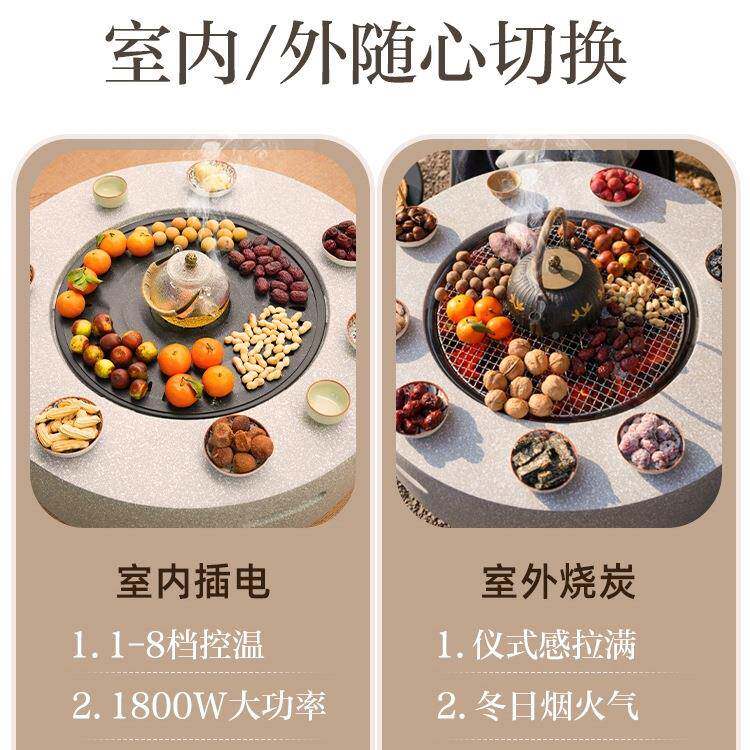 围炉炉煮茶YQI碳烤电两用家用烧户炉外烤火炉器具全套取暖套装