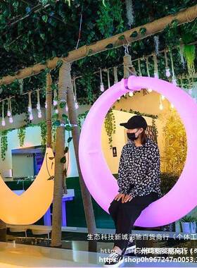 红秋儿户外庭院室内外光夜吊椅55079千摇椅多人童打卡发光月亮秋