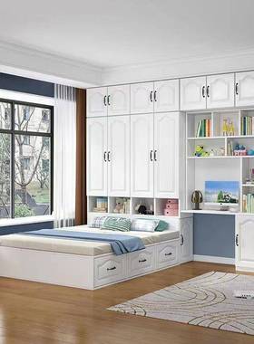 衣柜体床一小户型榻榻米带44188书桌现代儿童房多功能储约物收简