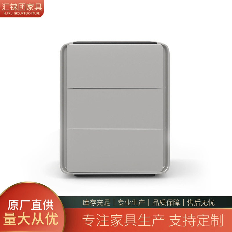 意式极简床头柜意大利设计师款客厅角几卧室三层储物柜高狭缝边柜