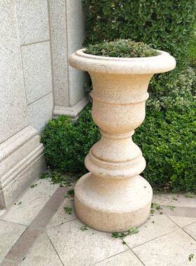 欧式户花钵门园林天然石头花区盆HP200720别墅外公园小口水培摆件