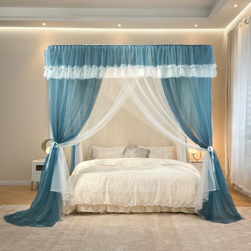 廷落地蚊5帐家用防蚊宫遮光202新款公主XN-莫奈风床帘纱带支架防