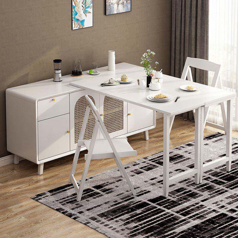 实木墙叠餐桌户餐边柜一体岛台折吧台小SFZ型家用靠储物柜可伸缩