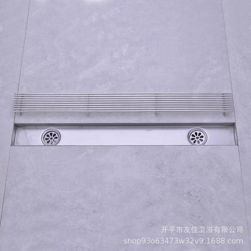 68宽下双排水地漏淋浴卫双生间防臭双条水SP60068304不锈钢长条型