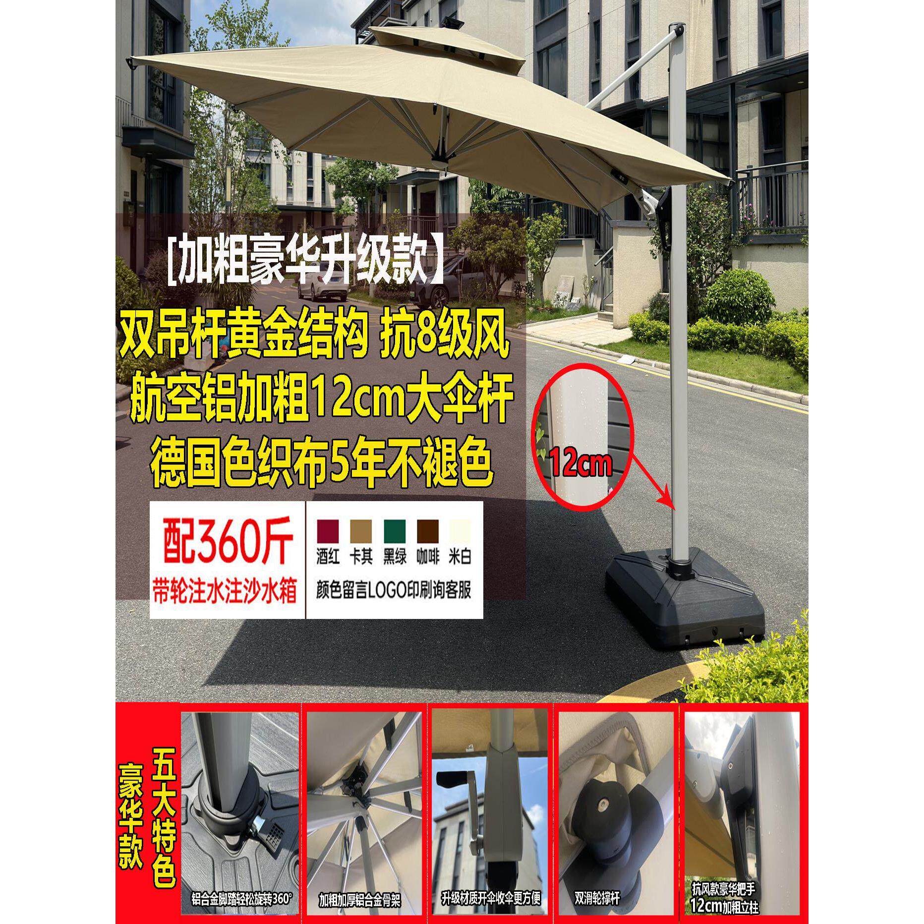 户外遮阳伞庭院伞别墅花园商用大型太阳伞露天阳台室外摆摊罗马伞