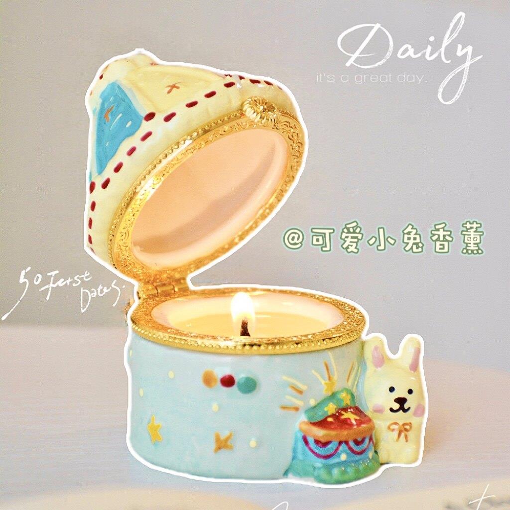可爱小兔蛋糕香薰蜡烛室内持久摆件卧室淡香创意闺蜜男女生日礼物