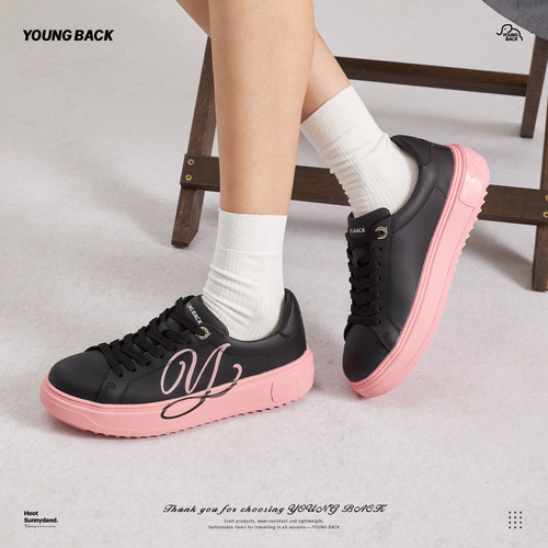 YOUNGBACK板鞋女款2026新款平底鞋软底百搭舒适不累脚休闲小白鞋