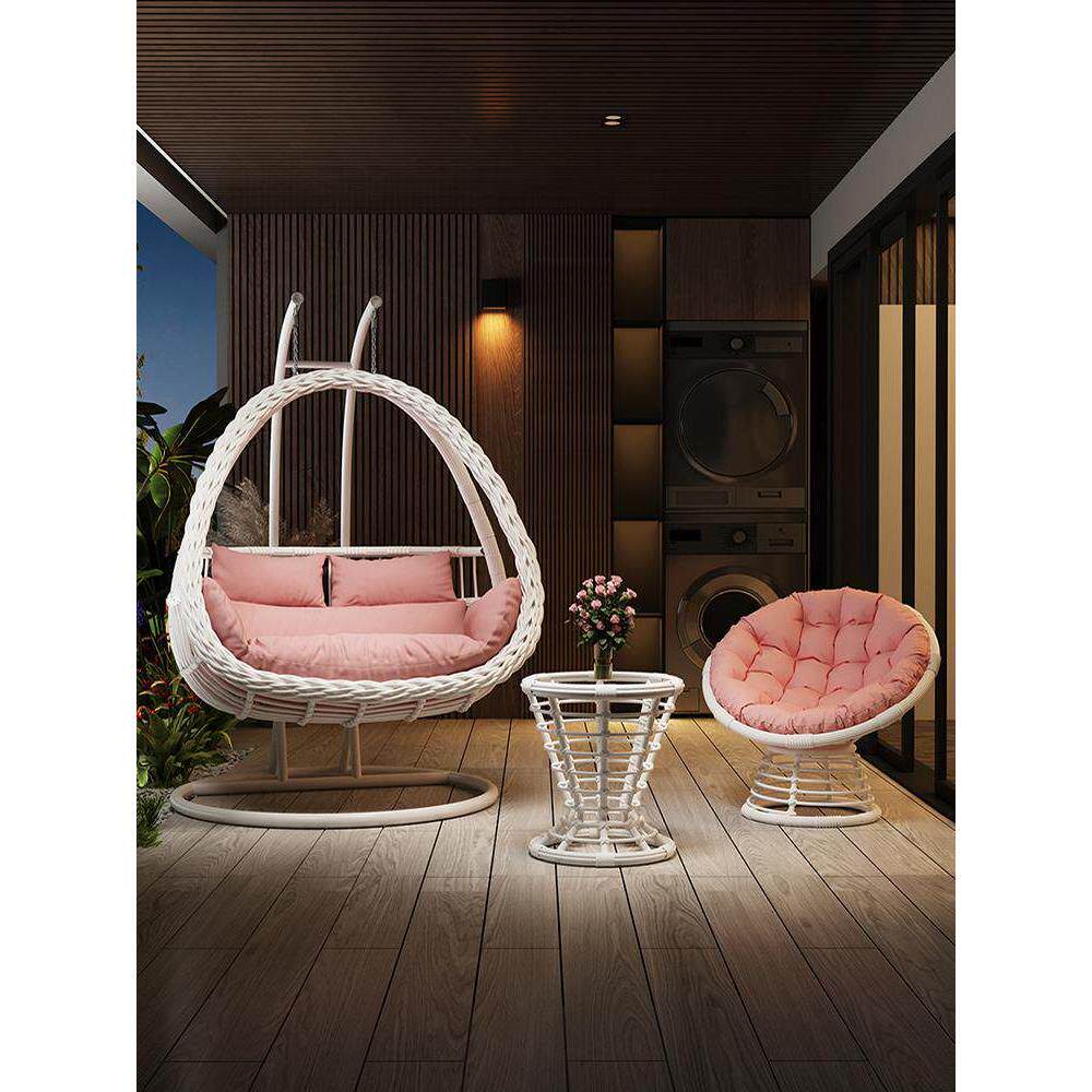 户外吊篮藤椅摇椅阳台秋千摇篮椅庭院双人吊椅室内吊床家用秋千