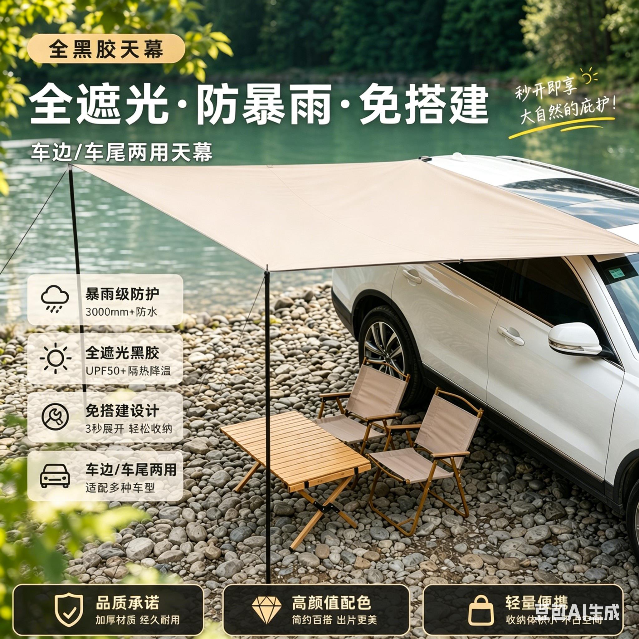 车边天幕帐篷户外车载车尾SUV可携式侧面帐汽车遮挡阳棚新型露营