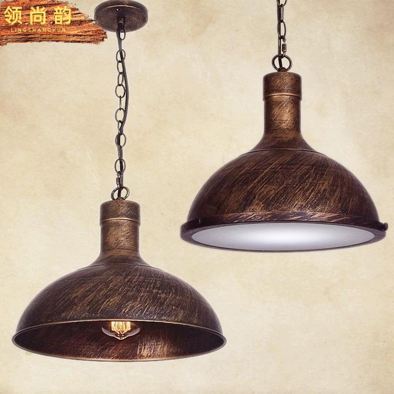 餐厅亚克力吊灯复古单头咖啡厅创意酒吧书房吊灯铁艺灯具