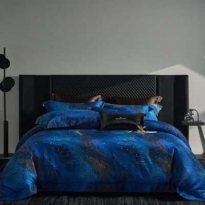 超细旦裸感天丝棉丨春夏丝滑凉感80支莱赛尔棉四件套蓝色梦幻流星