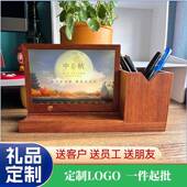 文老创木制灯FPC光相片日历商务礼品送同学师制同事摆办公室件定