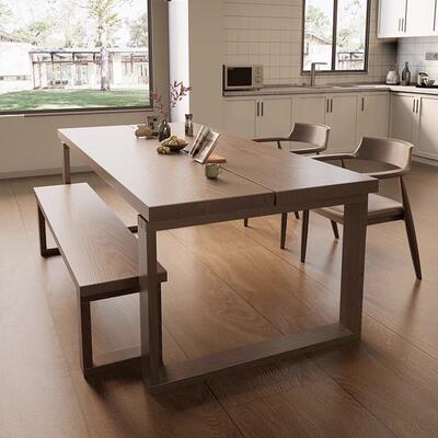 2饭2家5新款莫0比恩75221实木餐桌椅组合日式用桌长方形客厅大长