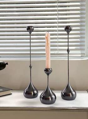 现代简XLN约高级感银色水滴烛台家用座蜡感台轻奢烛光晚餐氛围摆