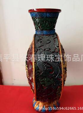 做树脂木龙瓶摆设旧礼品古玩收藏龙485仿戏壶珠花瓶家居办公摆件