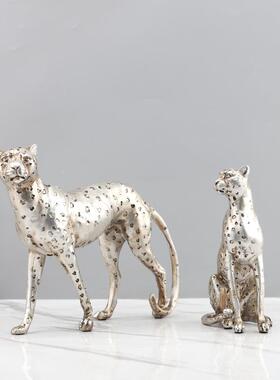 轻奢创书意抽象树脂金钱2109豹动艺术装饰居摆件玄关房酒店物家装