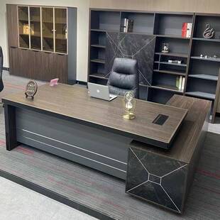 广东办公家具老板桌大班台2.4m高档总裁桌办工桌老板台办公室桌椅