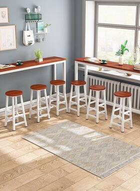 吧台桌子奶茶店高脚桌桌椅合商用ILJ窄桌靠墙长子组条桌简约长方