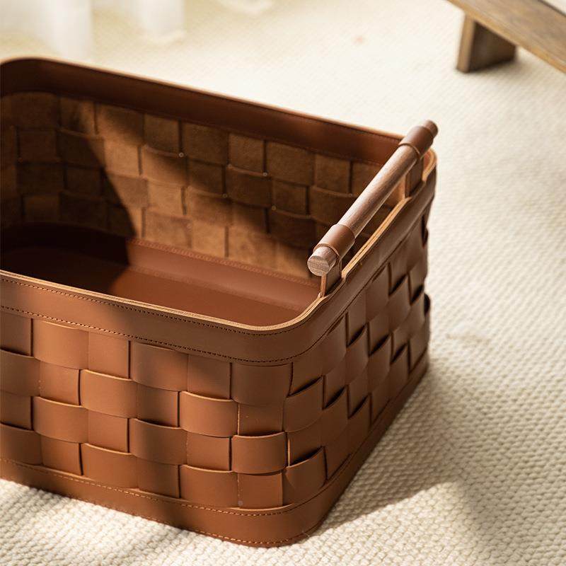 纳意式手工编织奢收筐高级感收箱杂物脏衣篓纳ZYZ衣帽间轻高端收