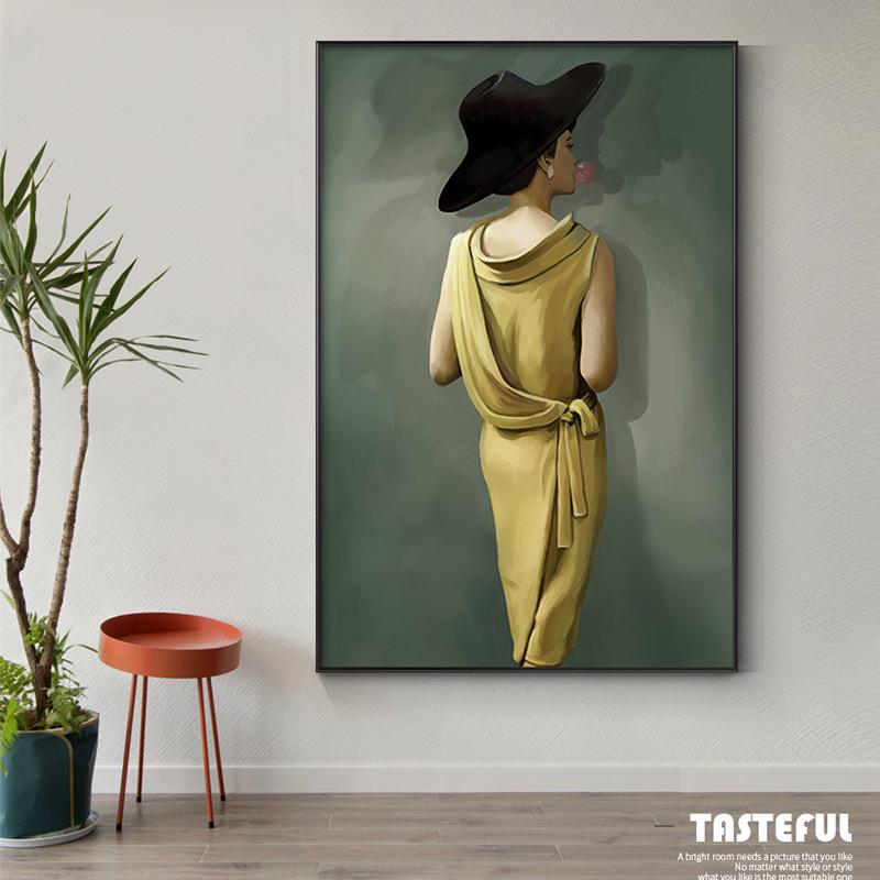 北欧厅客装饰画代现简约性美女挂画过道JS(JSL-1个走廊壁画竖版入