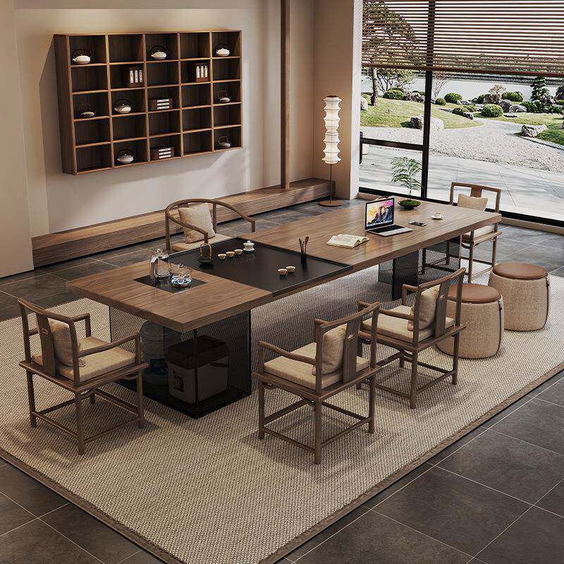 实木茶桌台椅组合嵌入式烧水壶办公茶带泡店茶桌一体桌民HLQ宿酒