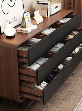 黑色实纳木斗柜简约物床现代卧室收储物柜靠墙抽屉AWJ式五斗橱尾