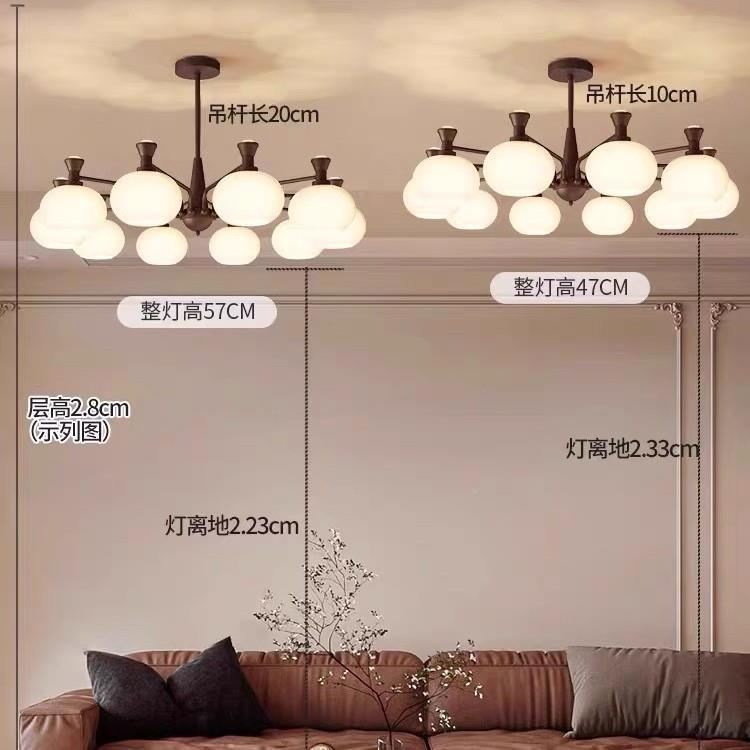 中古风客厅吊灯式复古大气主2026885新款灯柿屋子美灯具全套餐组