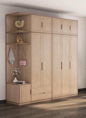 中式白柜蜡木实木衣橱对开门TSK收纳柜用卧室小户型家原木风大衣