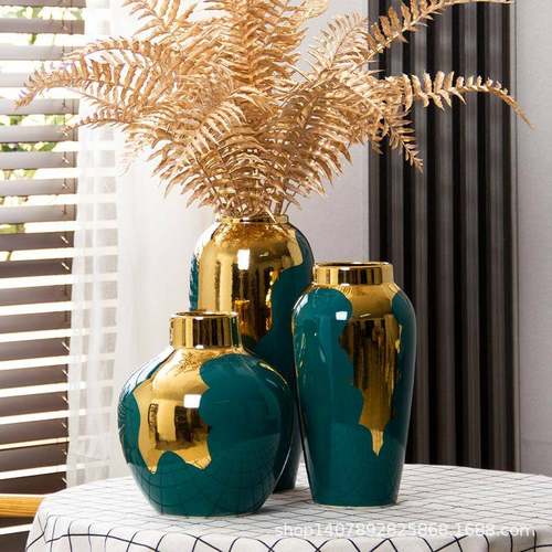 欧轻奢陶瓷花瓶摆件客Q123厅插干餐花创意电视柜桌现代家式居软装