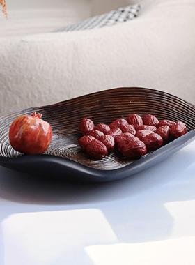 新式仿年轮托盘摆件样板房异形水果ELK零盘食现代收纳置中物托饰