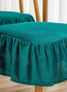 式公椅子坐垫美主欧式椅垫亚麻纯棉j26544透餐气椅子套少女可爱拆