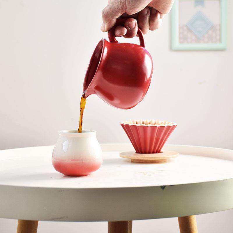 瓷厂家直销陶-2人份手冲咖手冲咖啡啡形折纸滤杯1分锥享壶套装手