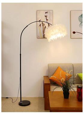 羽毛钓鱼s杆落地灯客厅卧室落网红立式装饰灯地简84093约创意in风