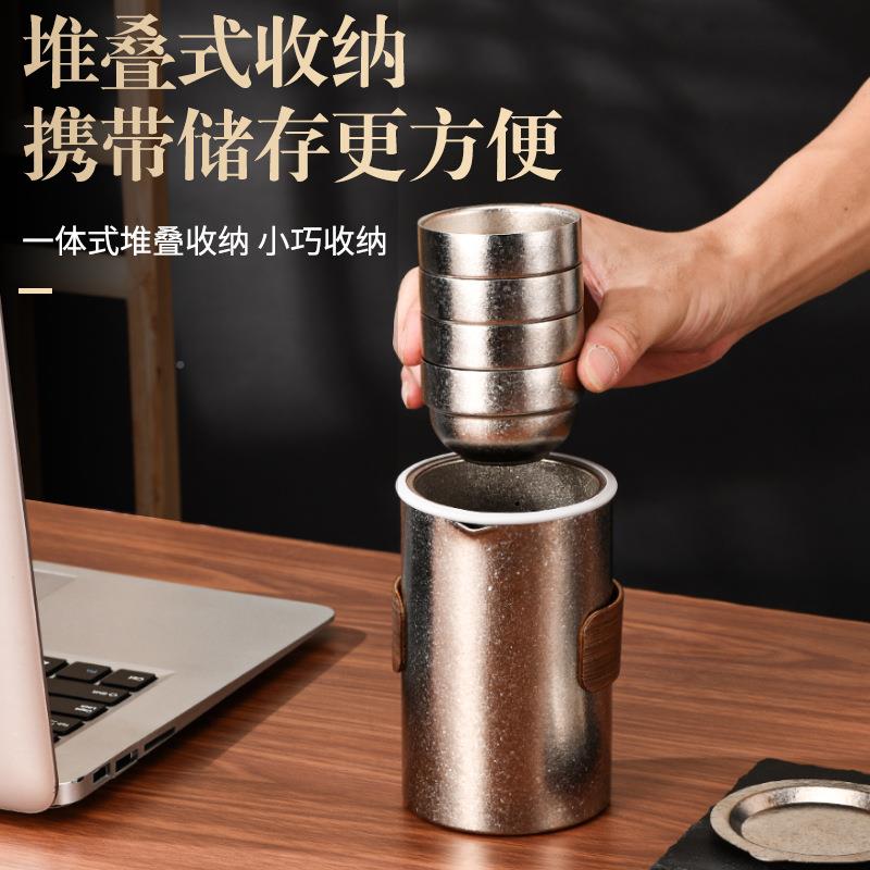 纯钛旅装行茶具套携户带盖鹰嘴TX-2502双层泡茶器多功能外便式露