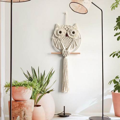 新猫头鹰挂毯编款手工装饰居z046壁挂简约客厅房织间挂饰民宿挂家